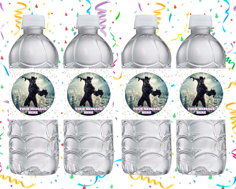 Black Panther Water Bottle Stickers 12 Pcs Labels Party Favors Supplies Decorations