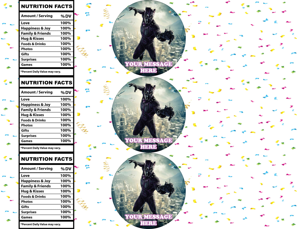 Black Panther Water Bottle Stickers 12 Pcs Labels Party Favors Supplies Decorations