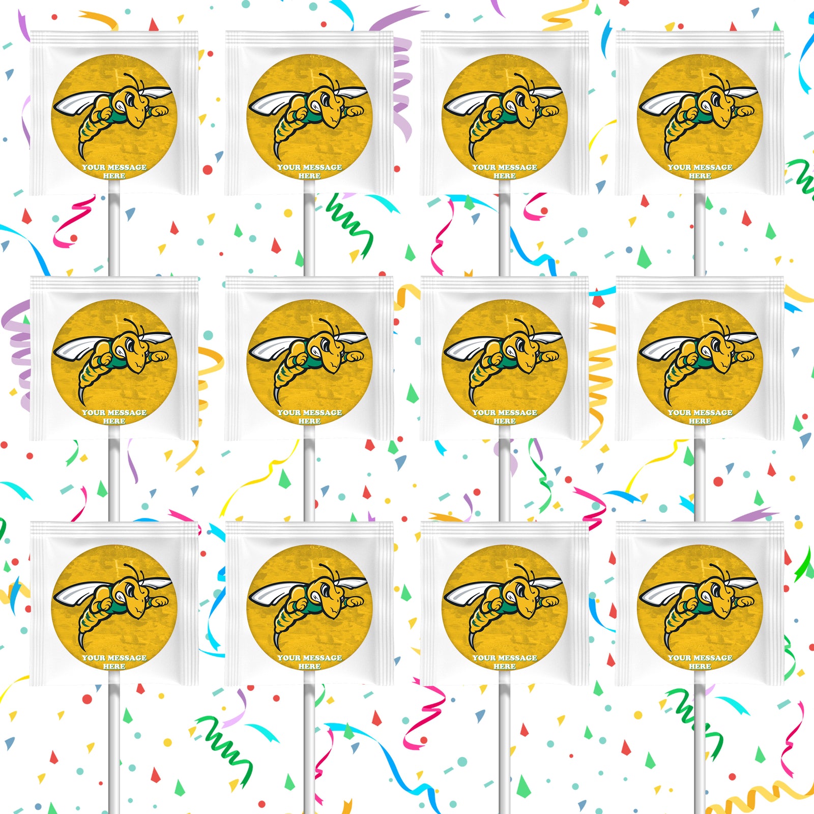 Black Hills State University Yellow Jackets Lollipops Party Favors Personalized Suckers 12 Pcs