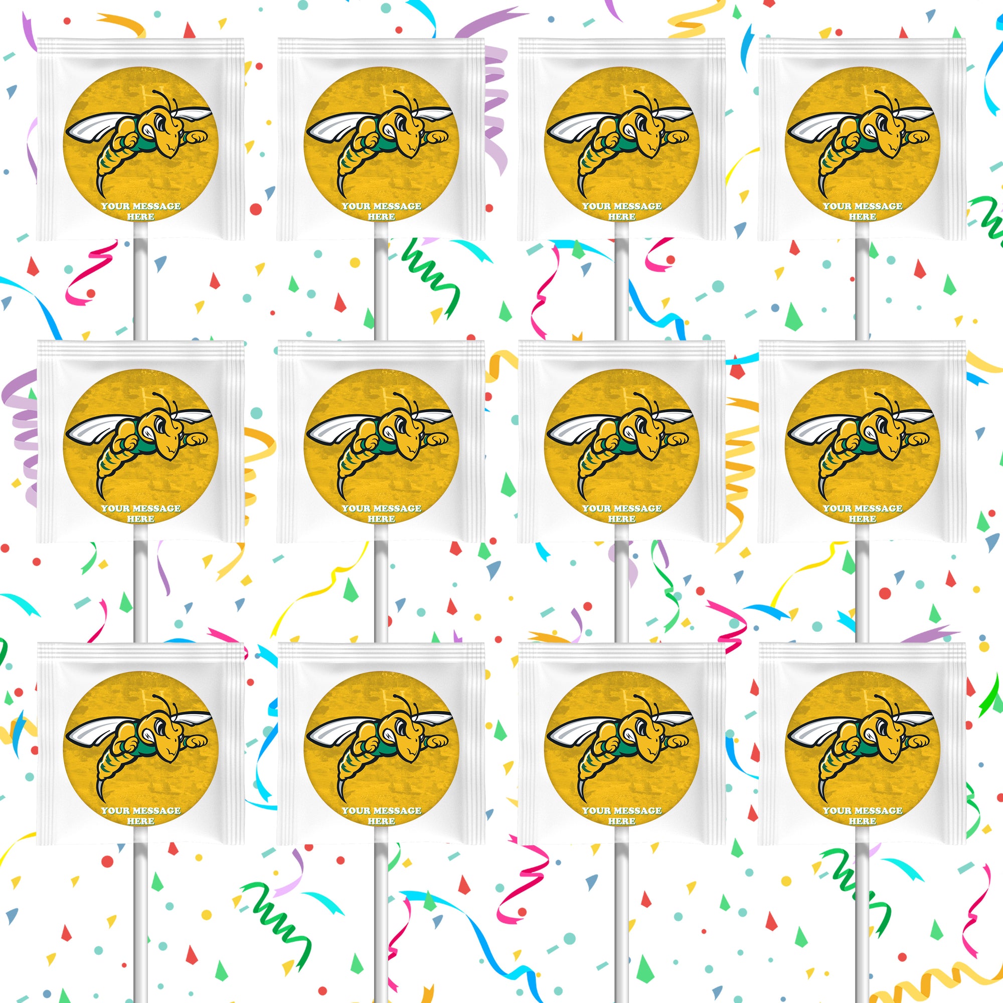 Black Hills State University Yellow Jackets Lollipops Party Favors Personalized Suckers 12 Pcs