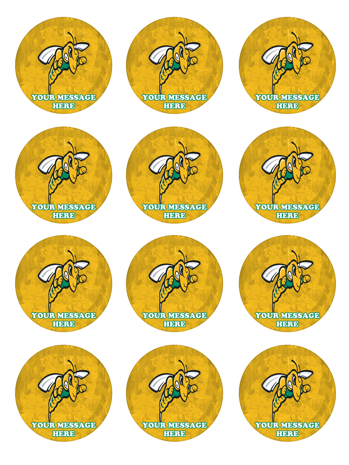 Black Hills State University Yellow Jackets Edible Cupcake Toppers (12 Images) Cake Image Icing Sugar Sheet
