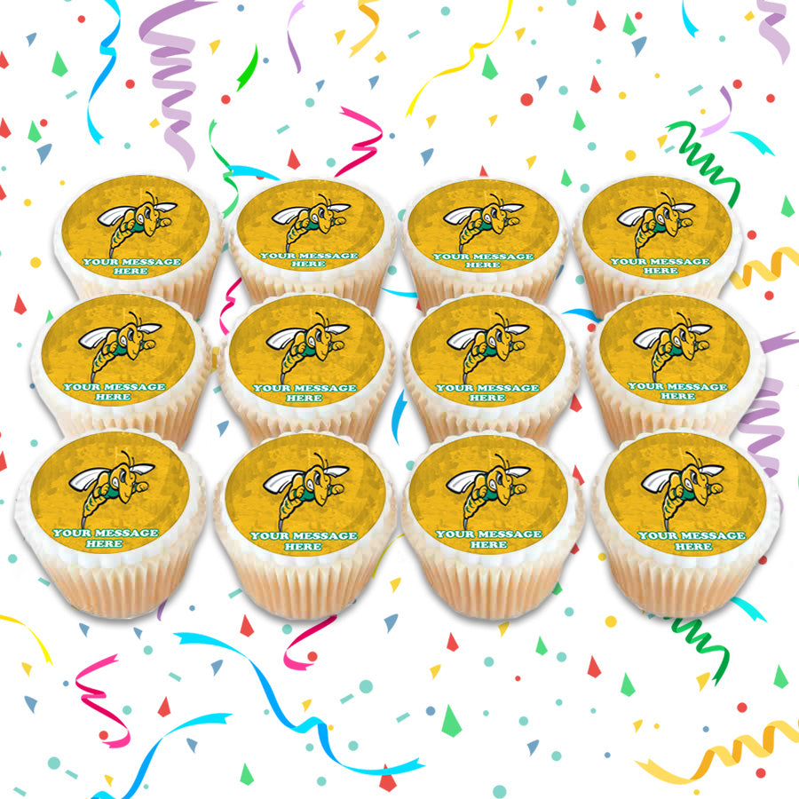 Black Hills State University Yellow Jackets Edible Cupcake Toppers (12 Images) Cake Image Icing Sugar Sheet