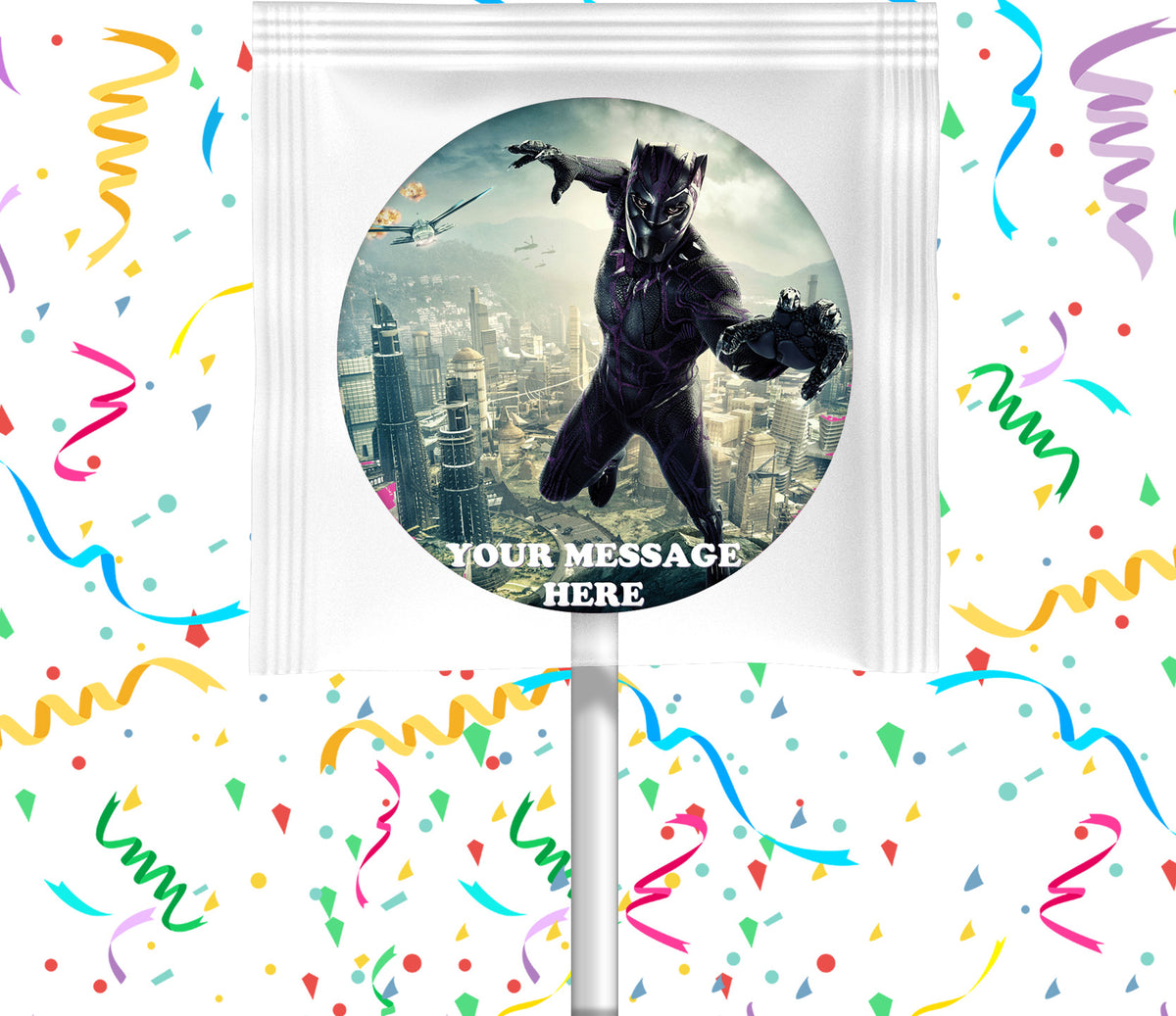 Black Panther Lollipops Party Favors Personalized Suckers 12 Pcs