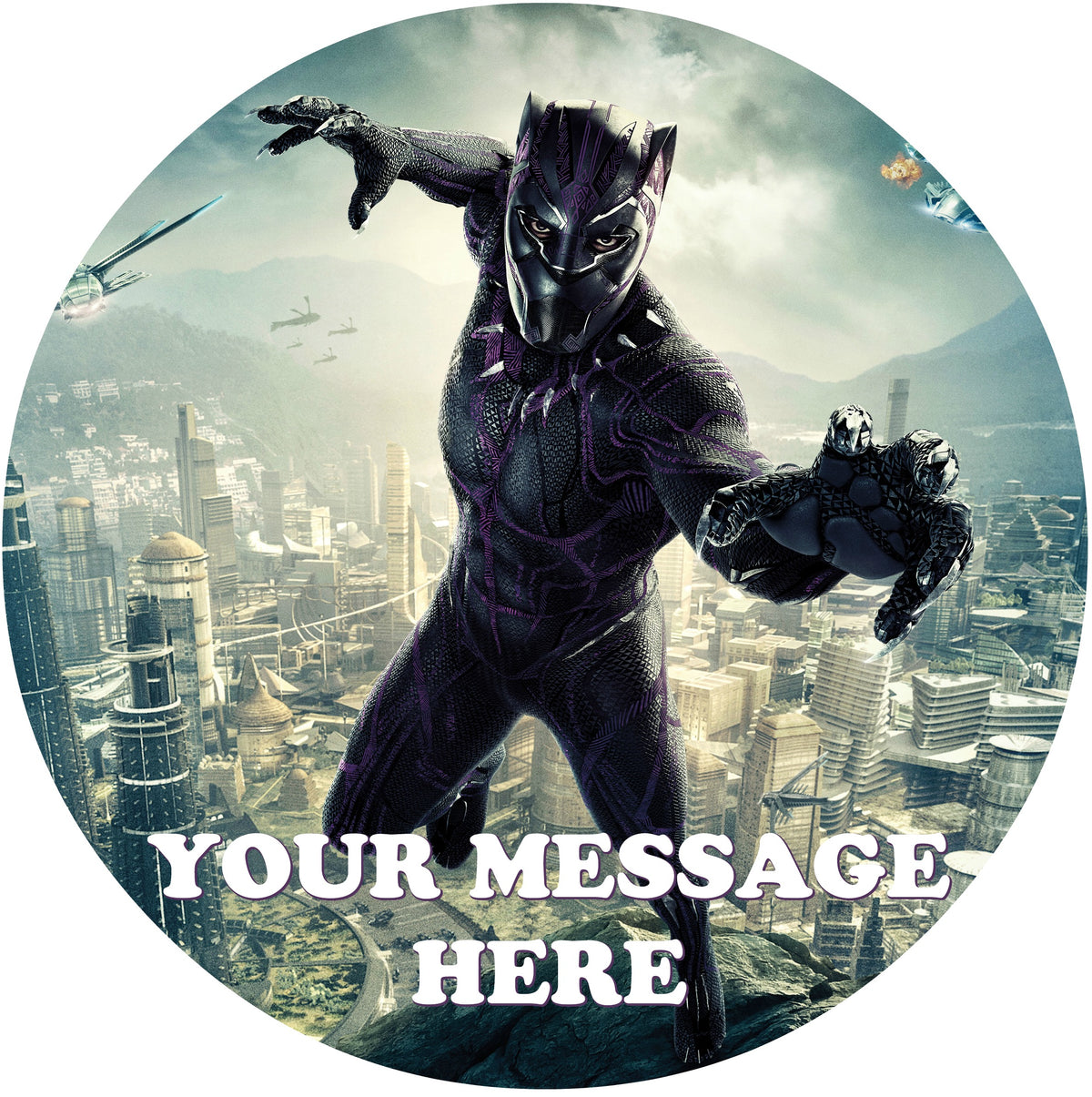 Black Panther Edible Image Cake Topper Personalized Birthday Sheet Custom Frosting Round Circle