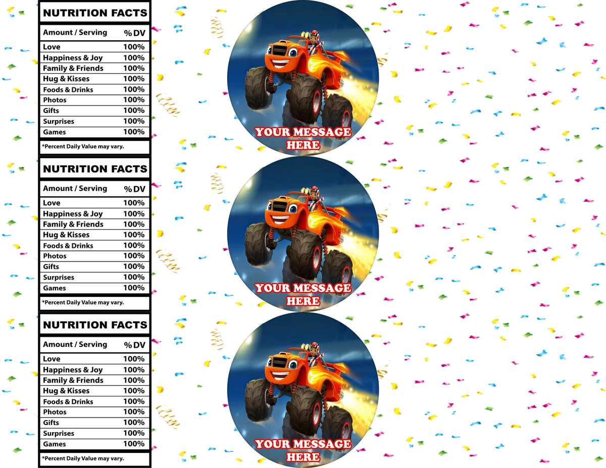 Blaze And The Monster Machines Water Bottle Stickers 12 Pcs Labels Party Favors Supplies Decorations