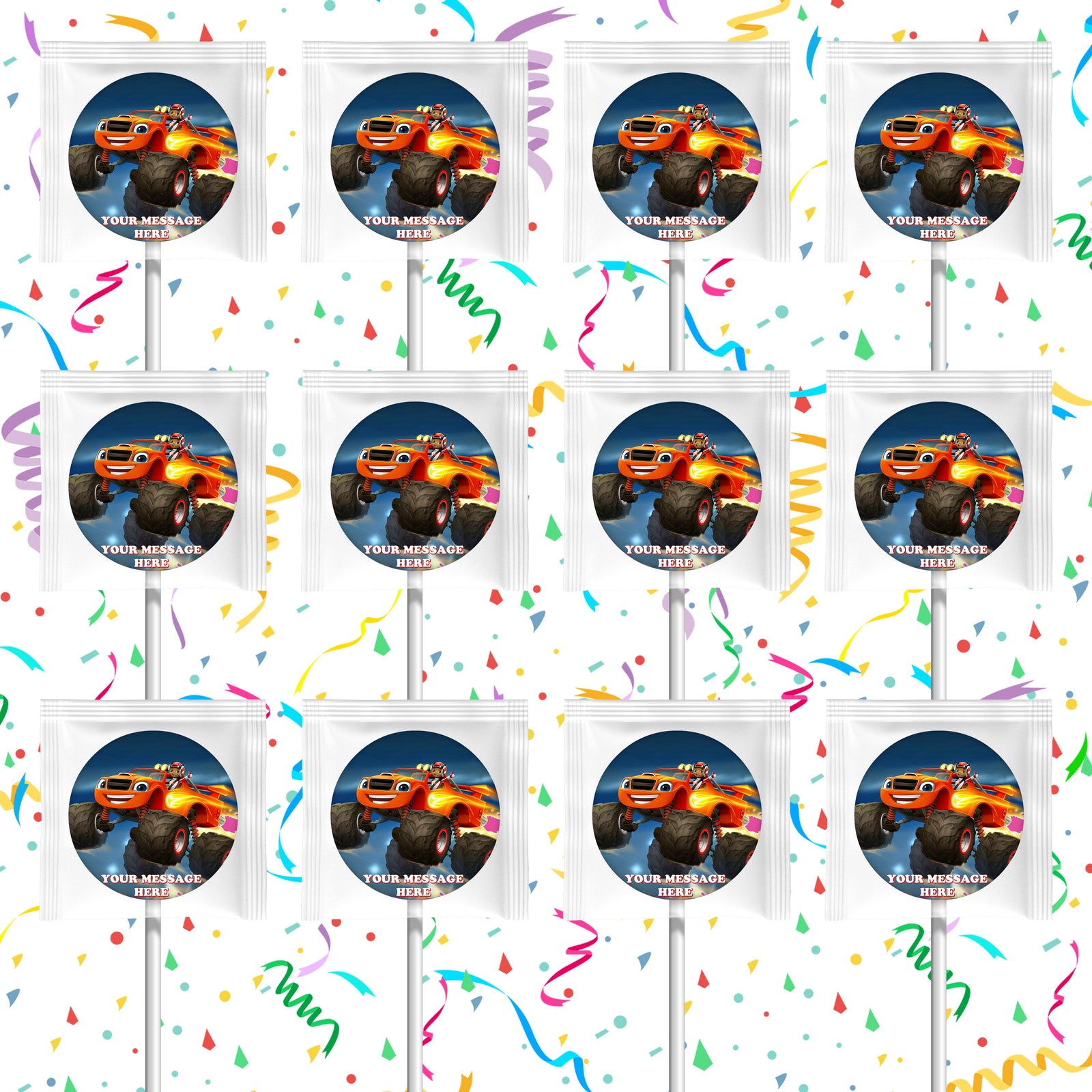 Blaze And The Monster Machines Lollipops Party Favors Personalized Suckers 12 Pcs