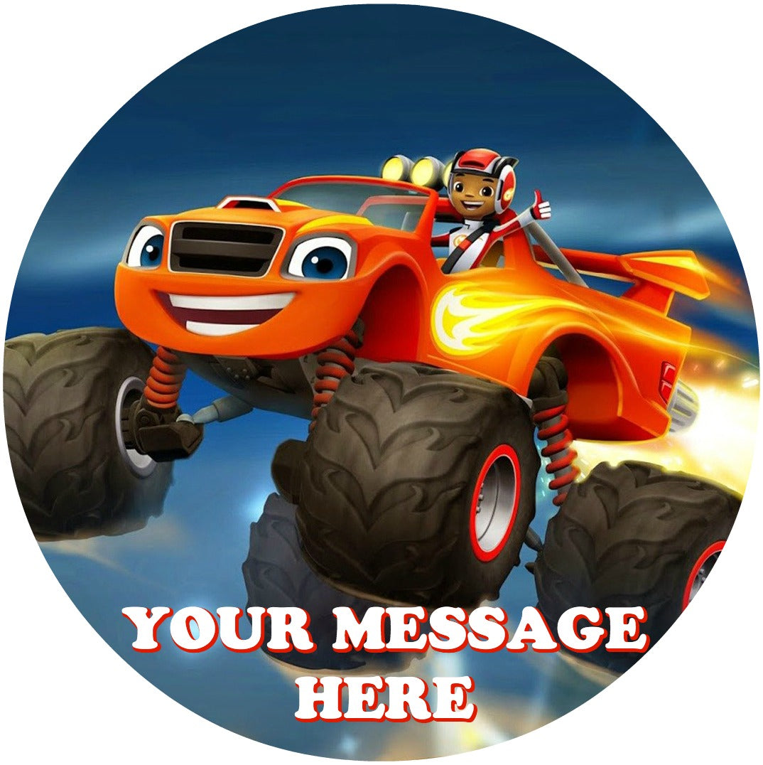 Blaze And The Monster Machines Edible Image Cake Topper Personalized Birthday Sheet Custom Frosting Round Circle