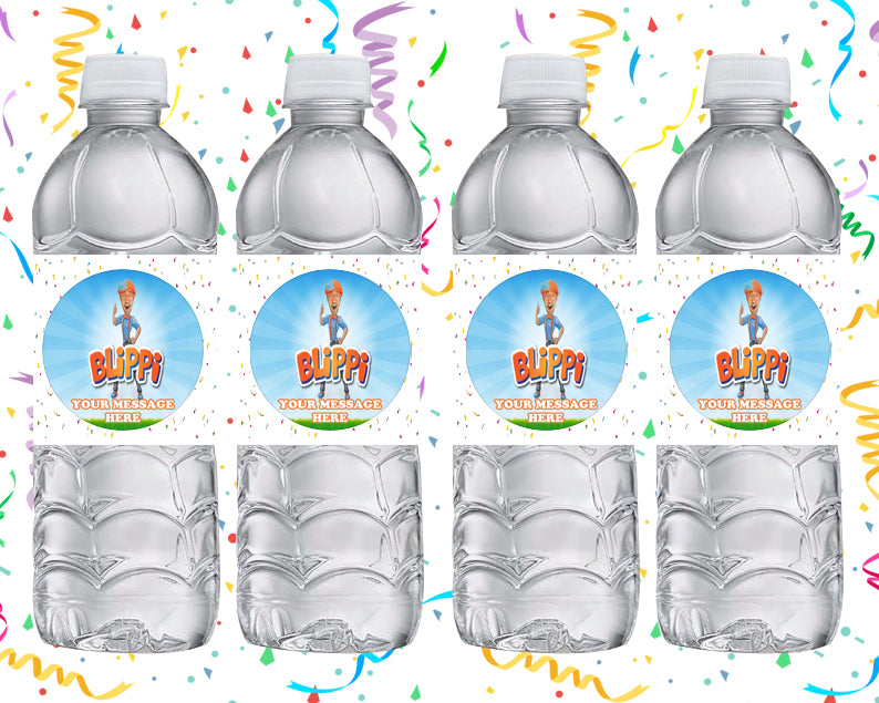 Blippi Water Bottle Stickers 12 Pcs Labels Party Favors Supplies Decorations