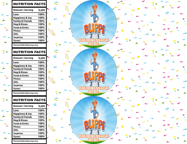 Blippi Water Bottle Stickers 12 Pcs Labels Party Favors Supplies Decor ...