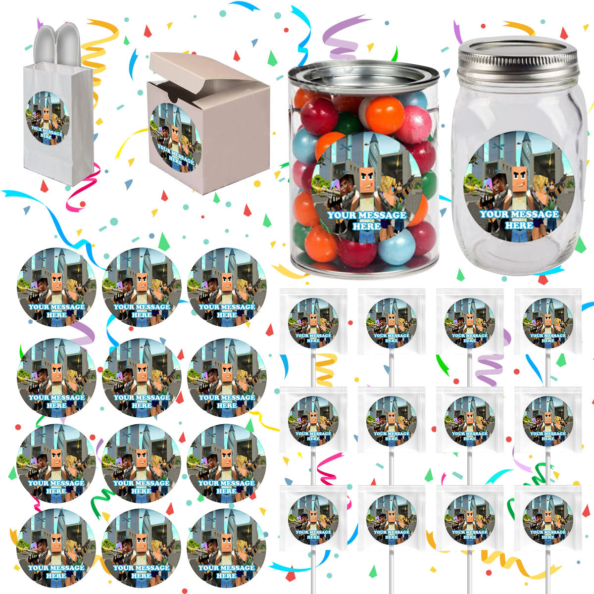 Block City Wars Party Favors Supplies Decorations Stickers 12 Pcs