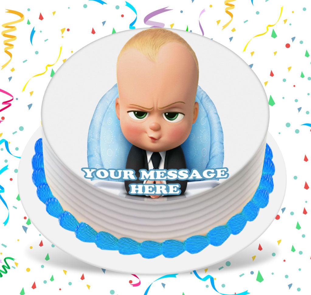 Boss Baby Edible Image Cake Topper Personalized Birthday Sheet Custom Frosting Round Circle