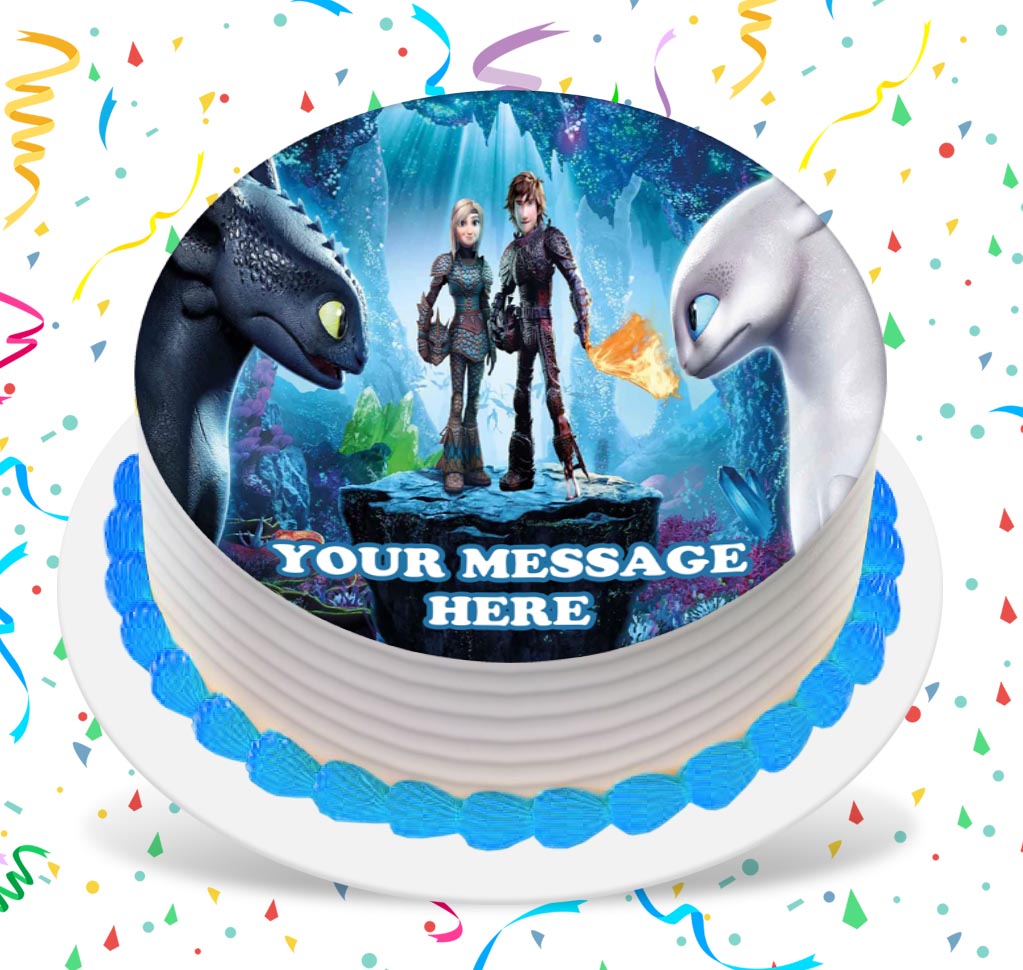 How To Train Your Dragon Edible Image Cake Topper Personalized Birthday Sheet Custom Frosting Round Circle