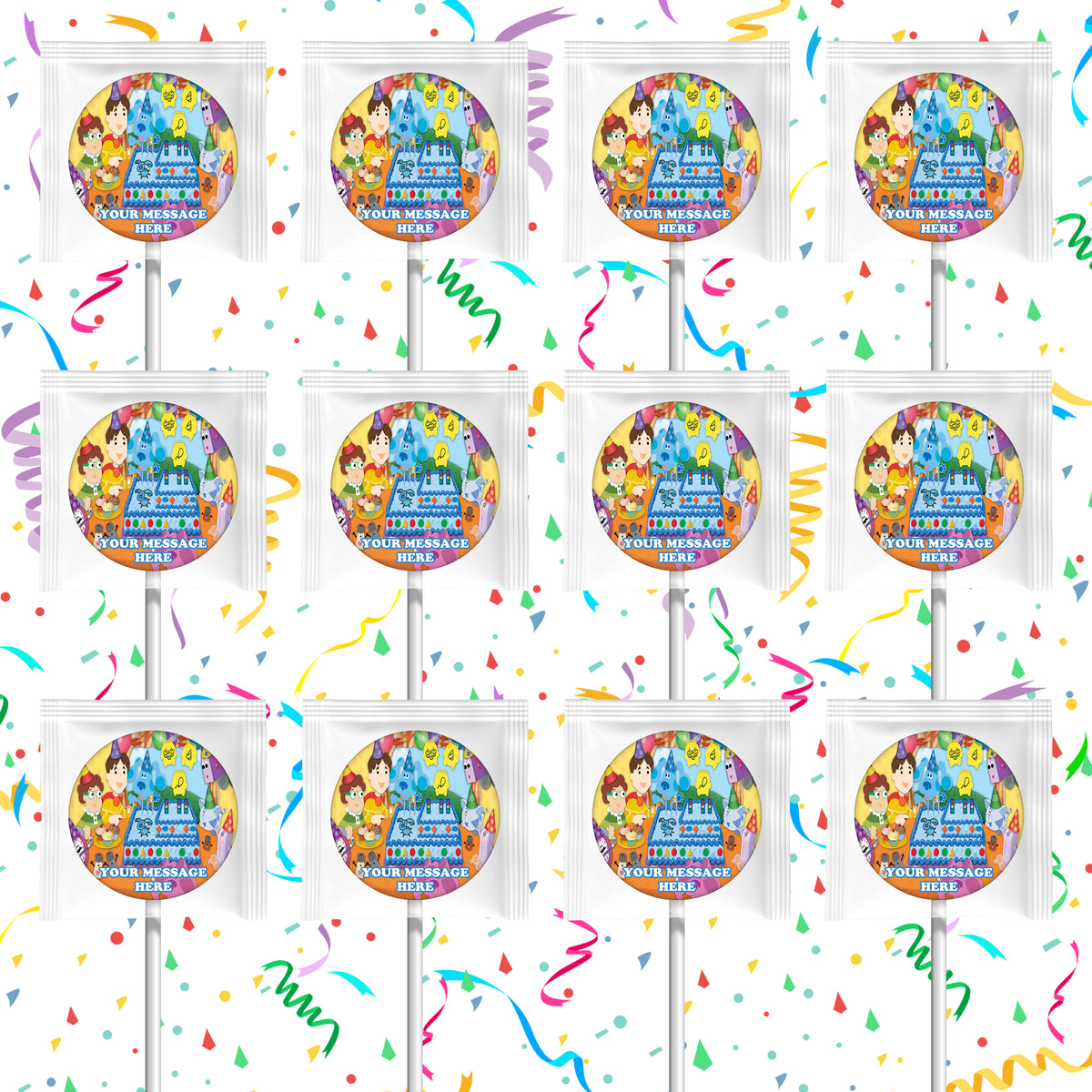 Blue&#39;s Clues Lollipops Party Favors Personalized Suckers 12 Pcs