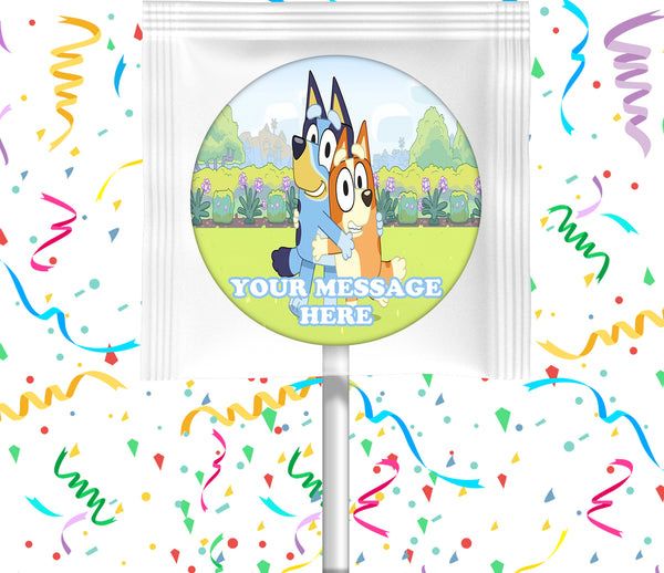 Bluey Lollipops Party Favors Personalized Suckers 12 Pcs - PartyCreationz