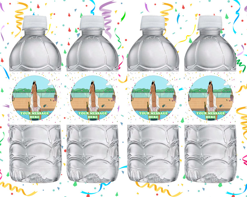 BoJack Horseman Water Bottle Stickers 12 Pcs Labels Party Favors Supplies Decorations