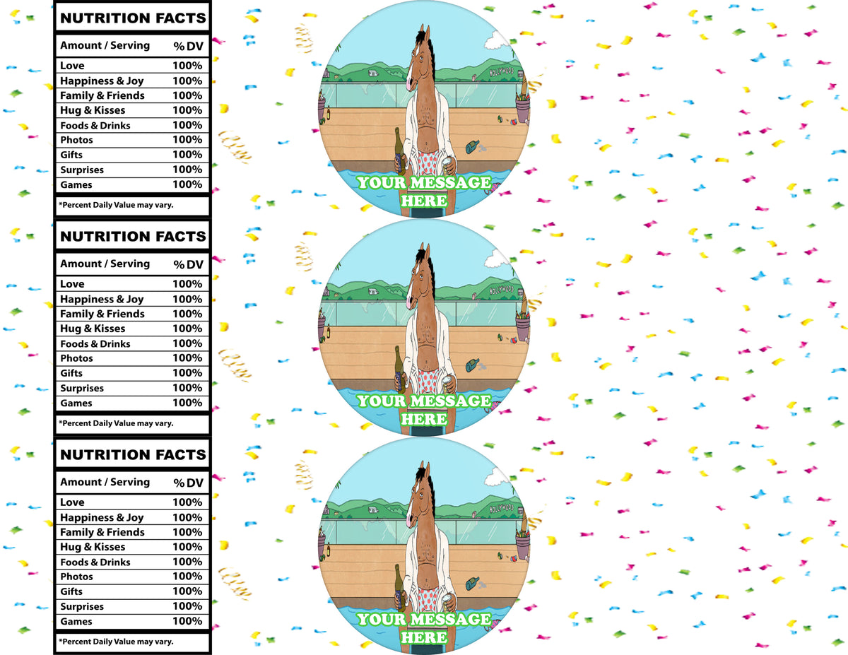 BoJack Horseman Water Bottle Stickers 12 Pcs Labels Party Favors Supplies Decorations