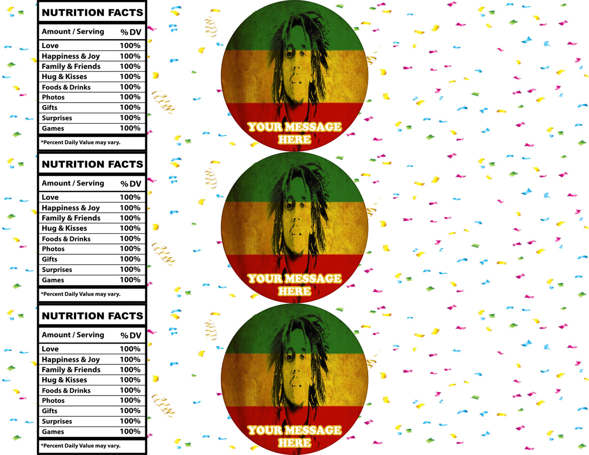 Bob Marley Water Bottle Stickers 12 Pcs Labels Party Favors Supplies Decorations