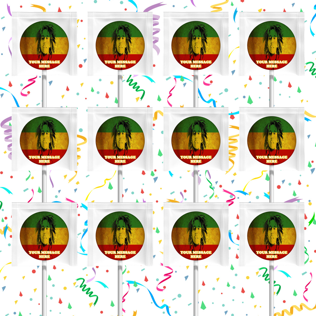 Bob Marley Lollipops Party Favors Personalized Suckers 12 Pcs