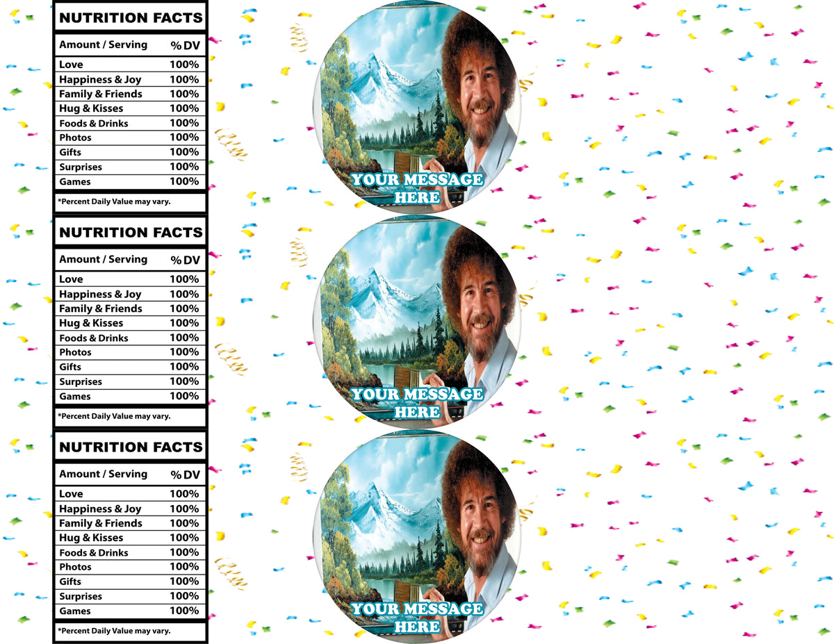 Bob Ross Water Bottle Stickers 12 Pcs Labels Party Favors Supplies Decorations