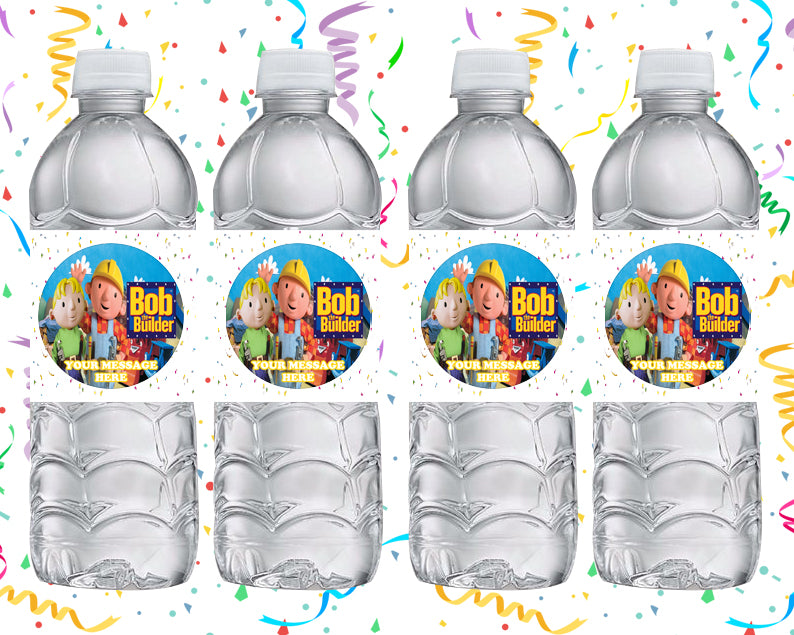 Bob The Builder Water Bottle Stickers 12 Pcs Labels Party Favors Supplies Decorations