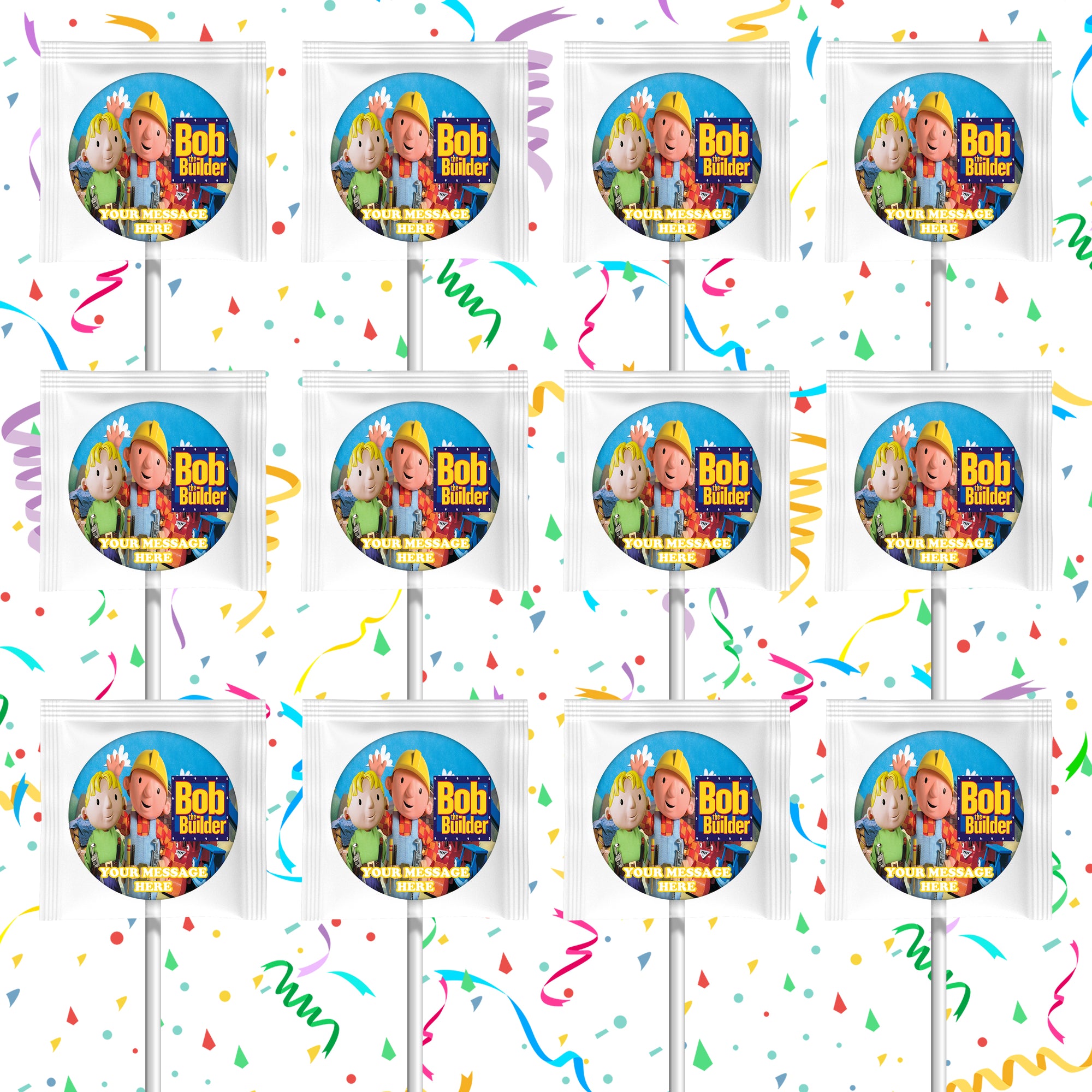 Bob The Builder Lollipops Party Favors Personalized Suckers 12 Pcs