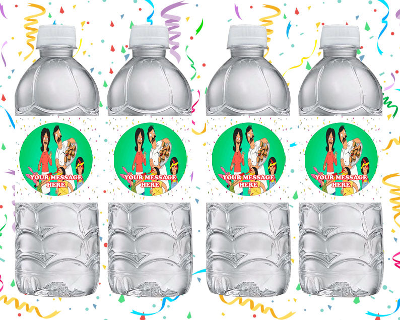 Bob's Burger Water Bottle Stickers 12 Pcs Labels Party Favors Supplies Decorations