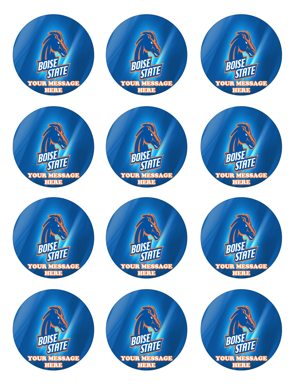 Boise State Broncos Edible Cupcake Toppers (12 Images) Cake Image Icing Sugar Sheet