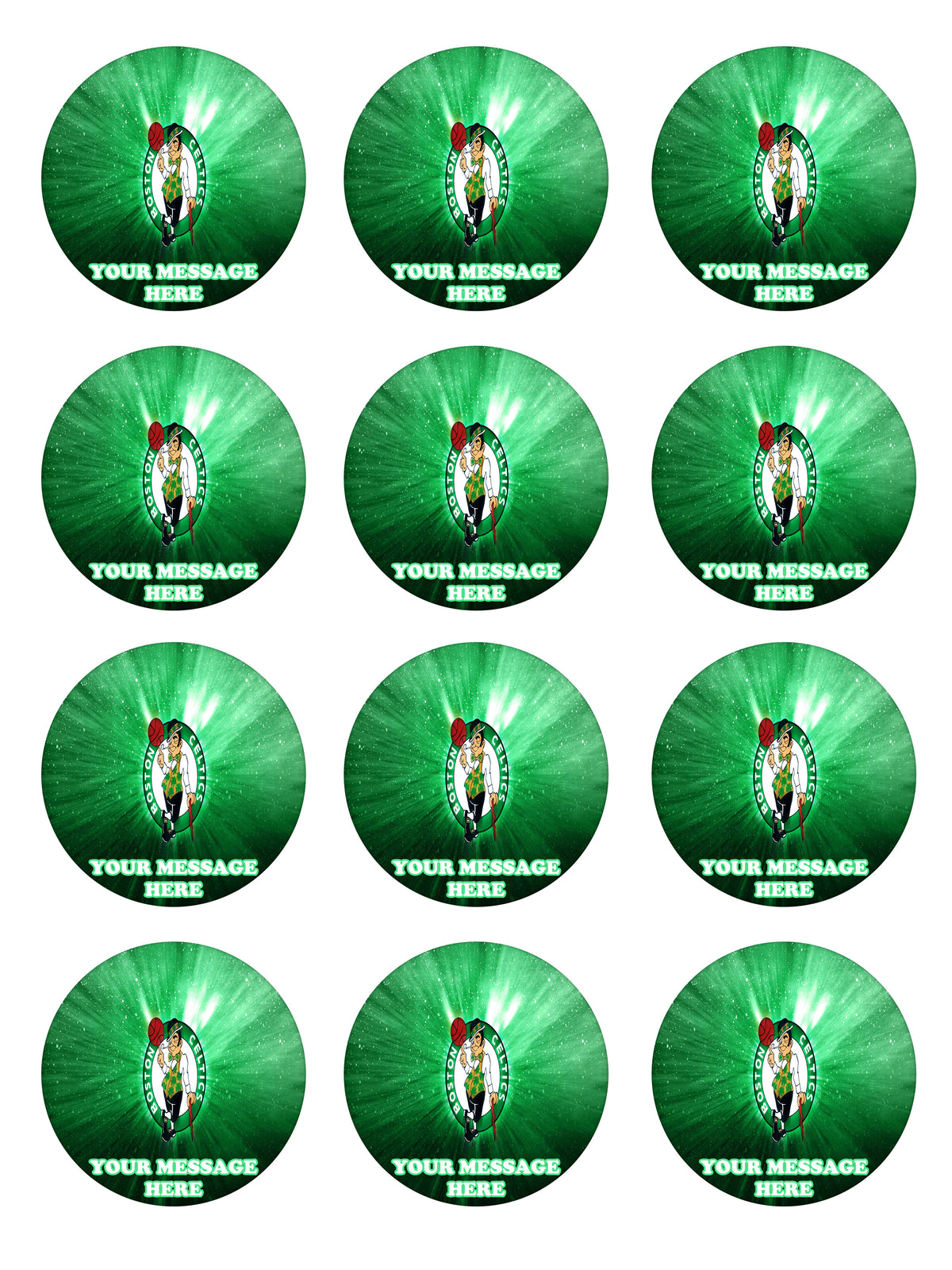 Boston Celtics Edible Cupcake Toppers (12 Images) Cake Image Icing Sugar Sheet