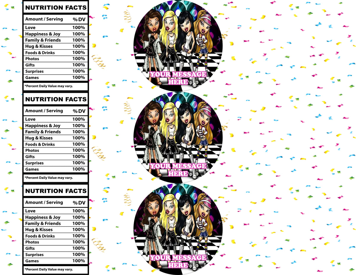 Bratz Water Bottle Stickers 12 Pcs Labels Party Favors Supplies Decorations