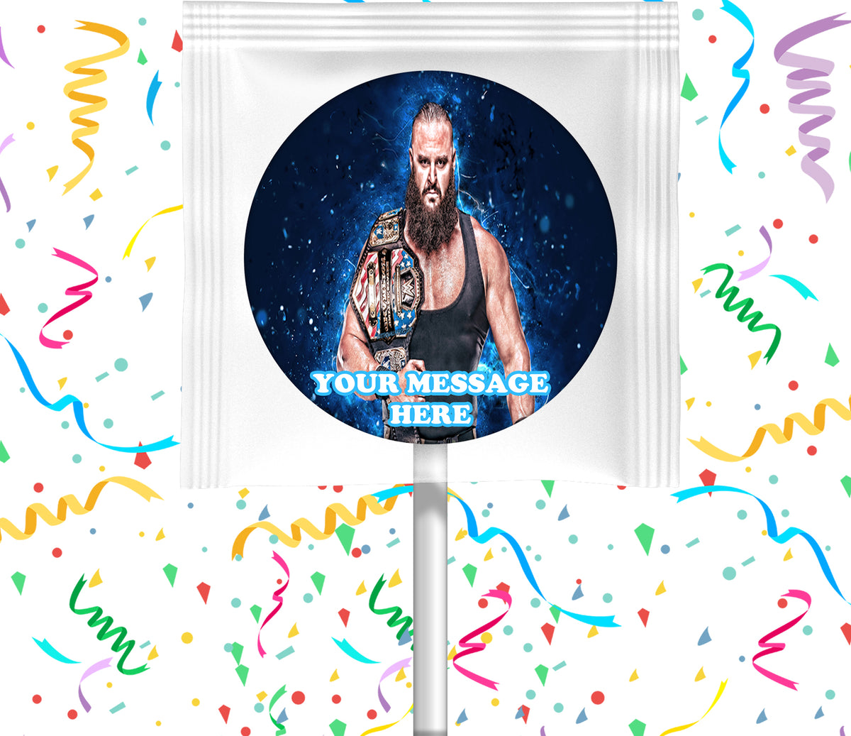 Braun Strowman Lollipops Party Favors Personalized Suckers 12 Pcs