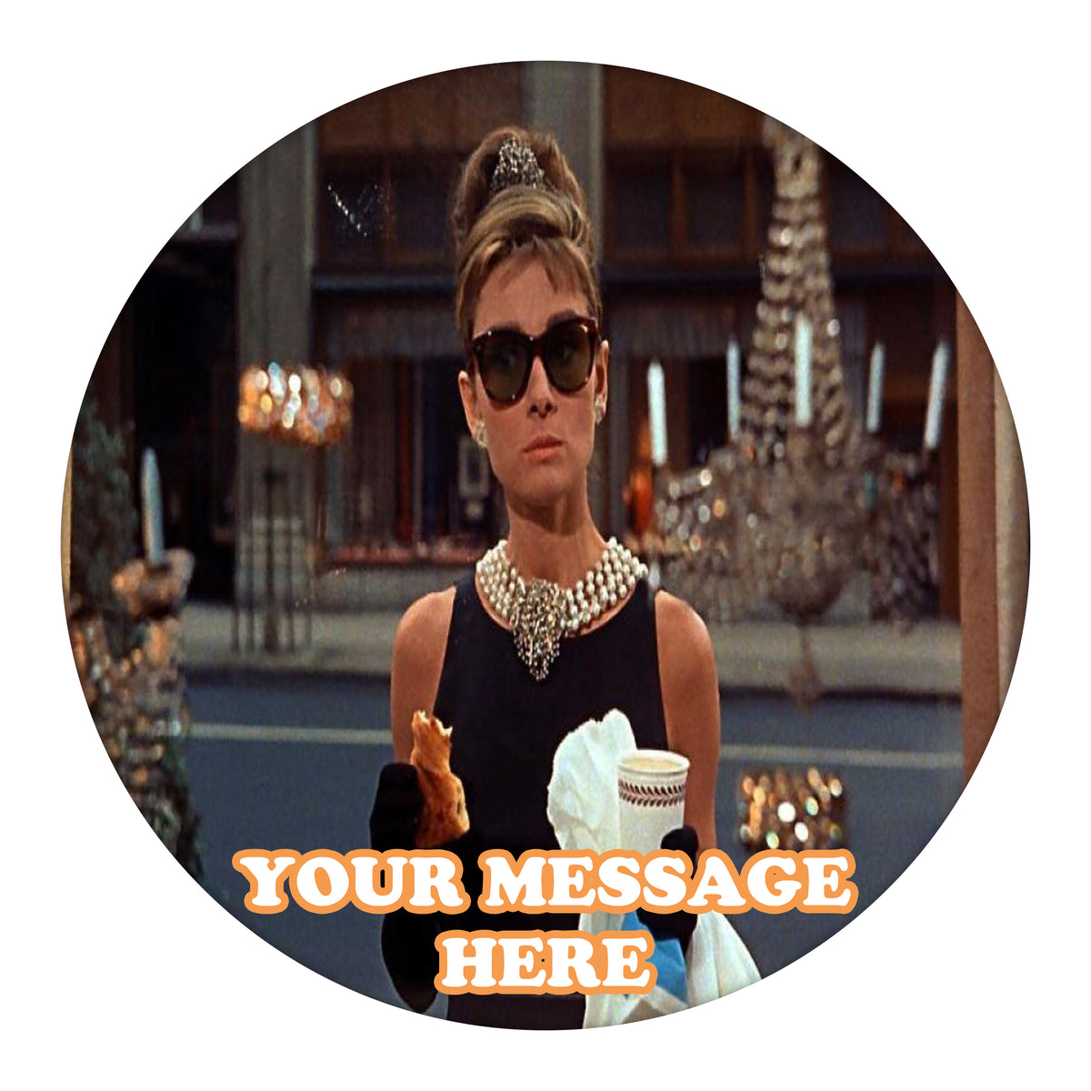 Breakfast At Tiffany's Edible Image Cake Topper Personalized Birthday Sheet Custom Frosting Round Circle