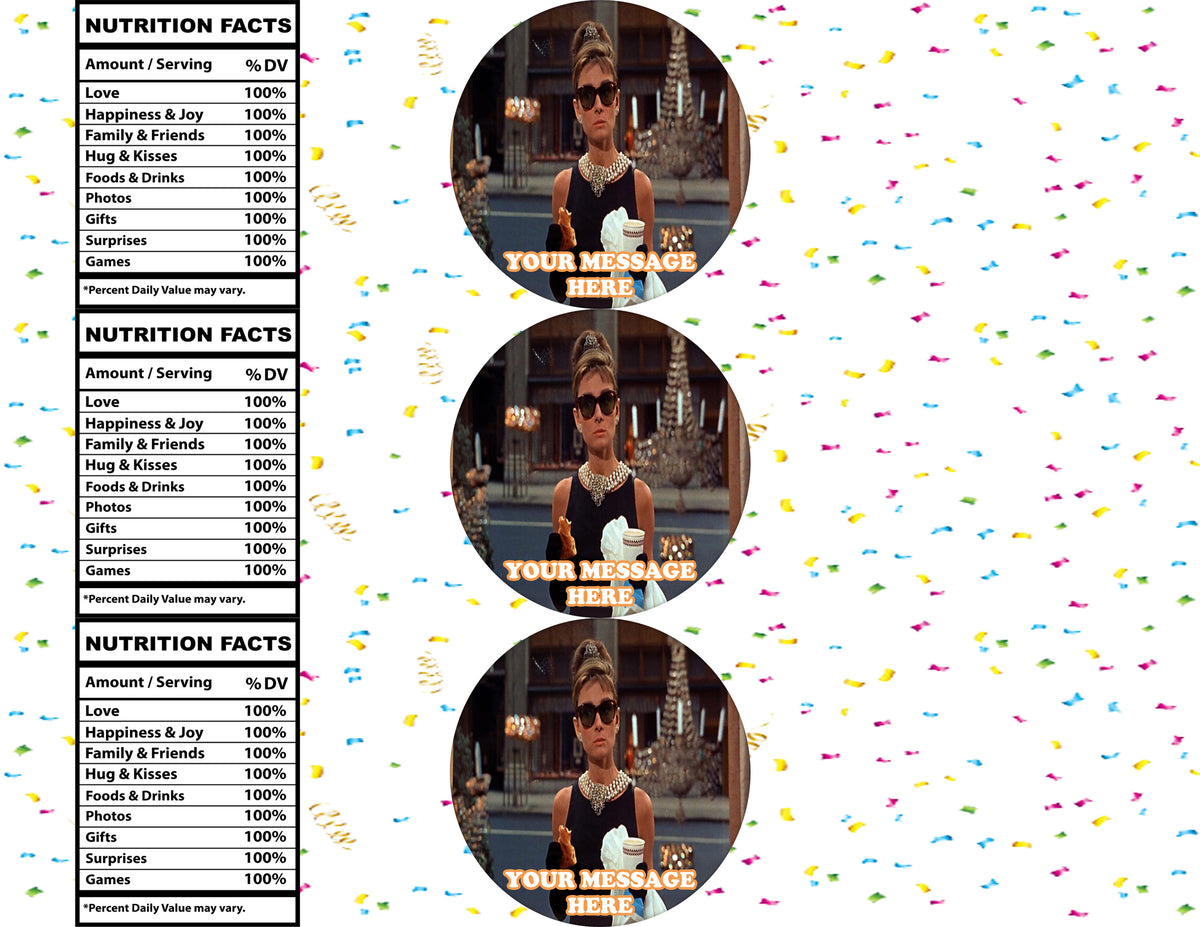 Breakfast At Tiffany's Water Bottle Stickers 12 Pcs Labels Party Favors Supplies Decorations