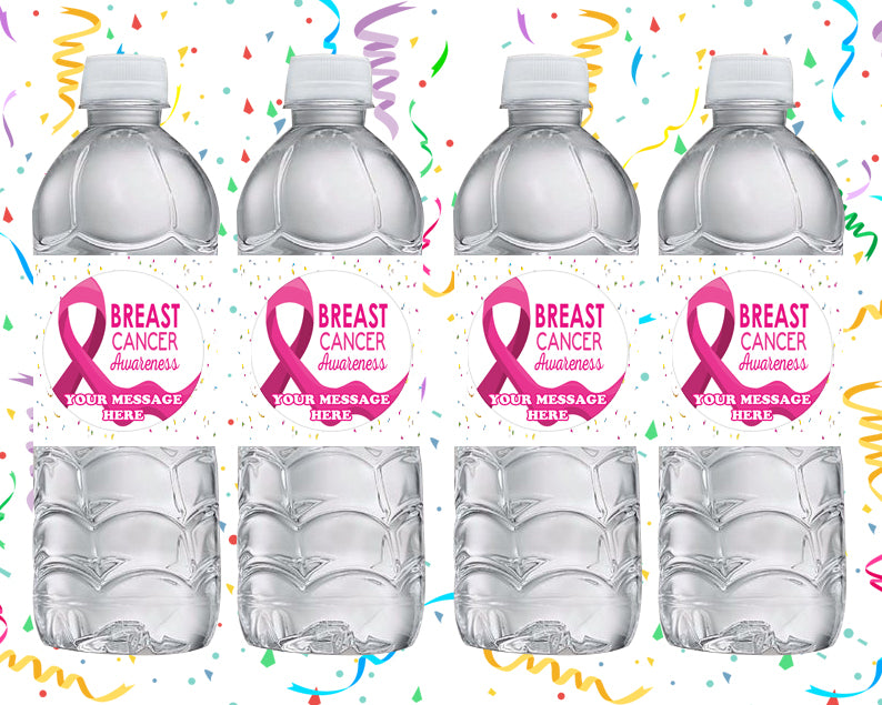 Breast Cancer Water Bottle Stickers 12 Pcs Labels Party Favors Supplies Decorations