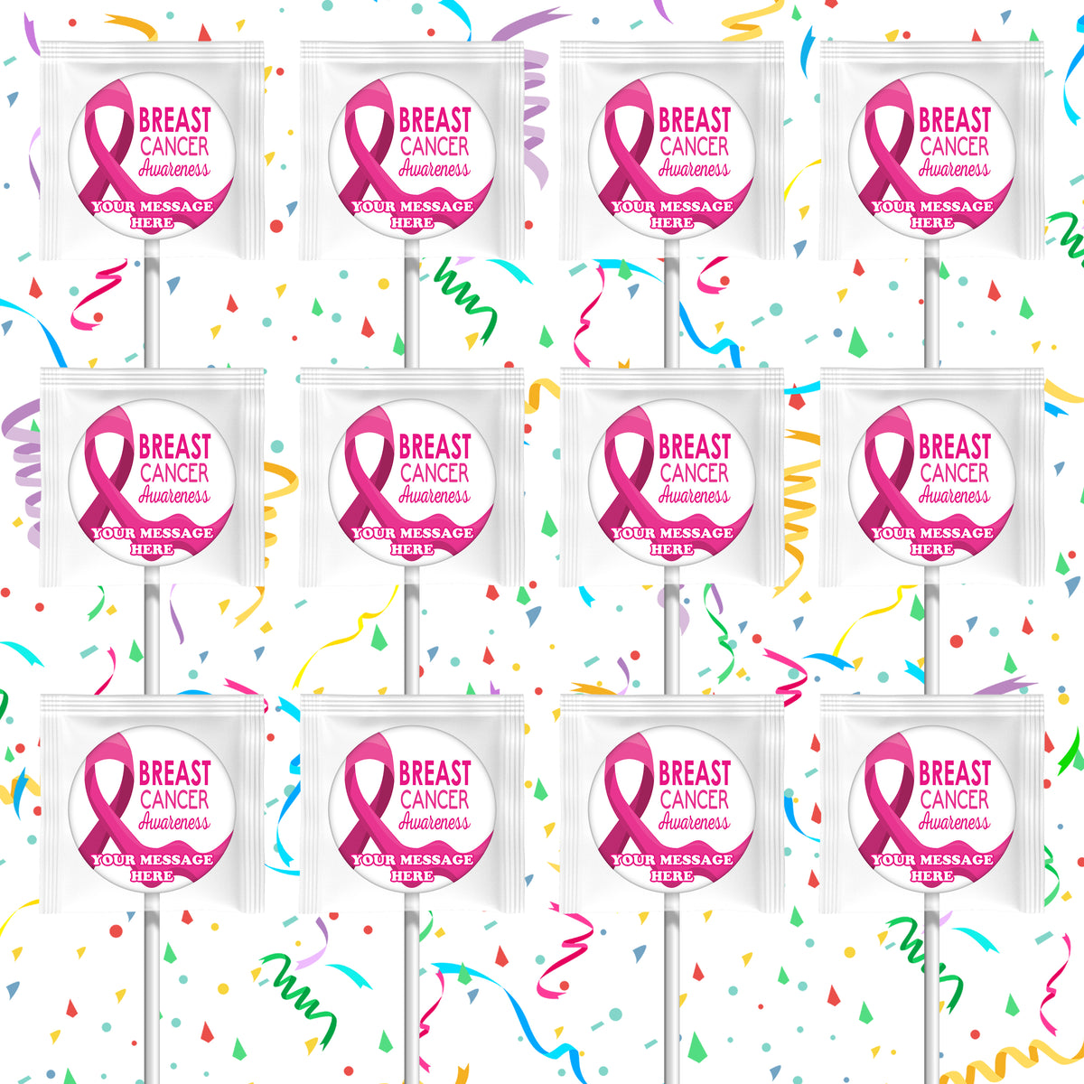 Breast Cancer Lollipops Party Favors Personalized Suckers 12 Pcs