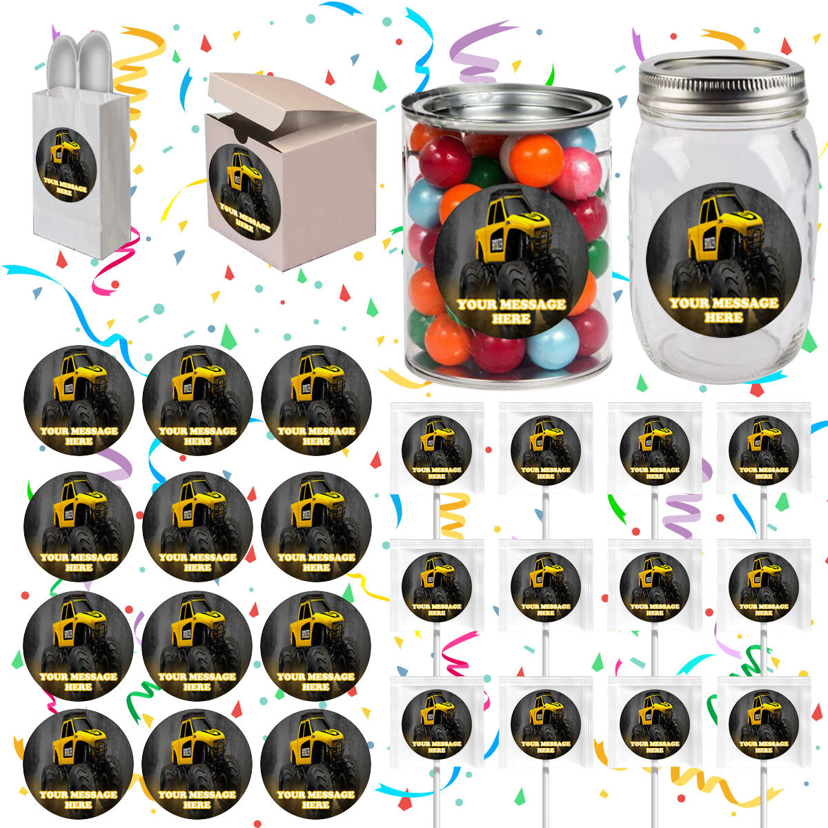 BroDozer Party Favors Supplies Decorations Stickers 12 Pcs