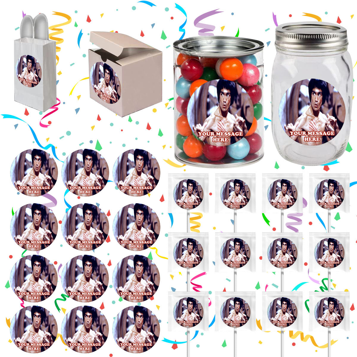 Bruce Lee Party Favors Supplies Decorations Stickers 12 Pcs