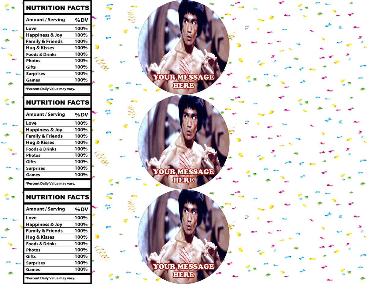 Bruce Lee Water Bottle Stickers 12 Pcs Labels Party Favors Supplies Decorations