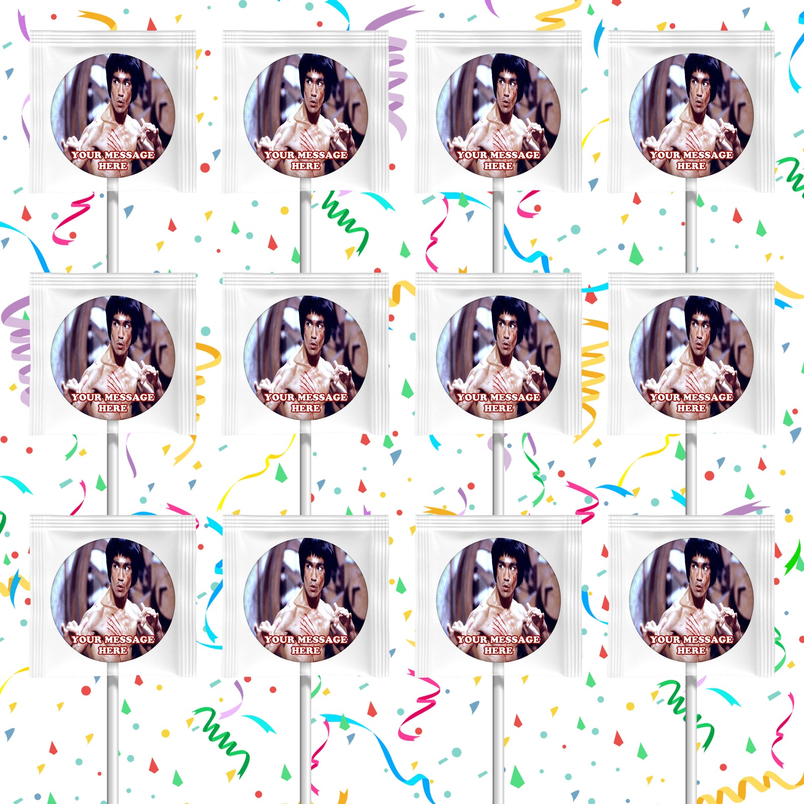 Bruce Lee Lollipops Party Favors Personalized Suckers 12 Pcs