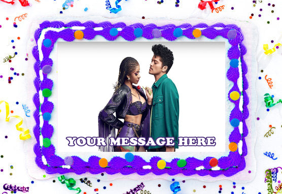 Cardi B &amp; Bruno Mars Edible Image Cake Topper Personalized Birthday Sheet Decoration Custom Party Frosting Transfer Fondant