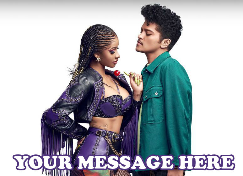 Cardi B & Bruno Mars Edible Image Cake Topper Personalized Birthday Sheet Decoration Custom Party Frosting Transfer Fondant