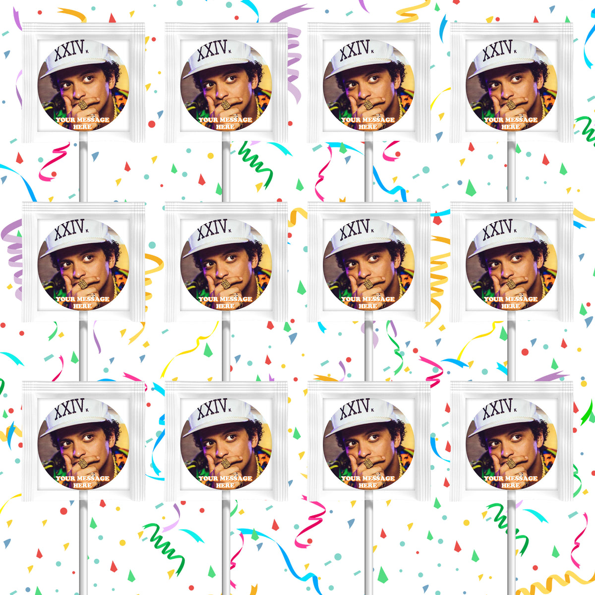 Bruno Mars Lollipops Party Favors Personalized Suckers 12 Pcs