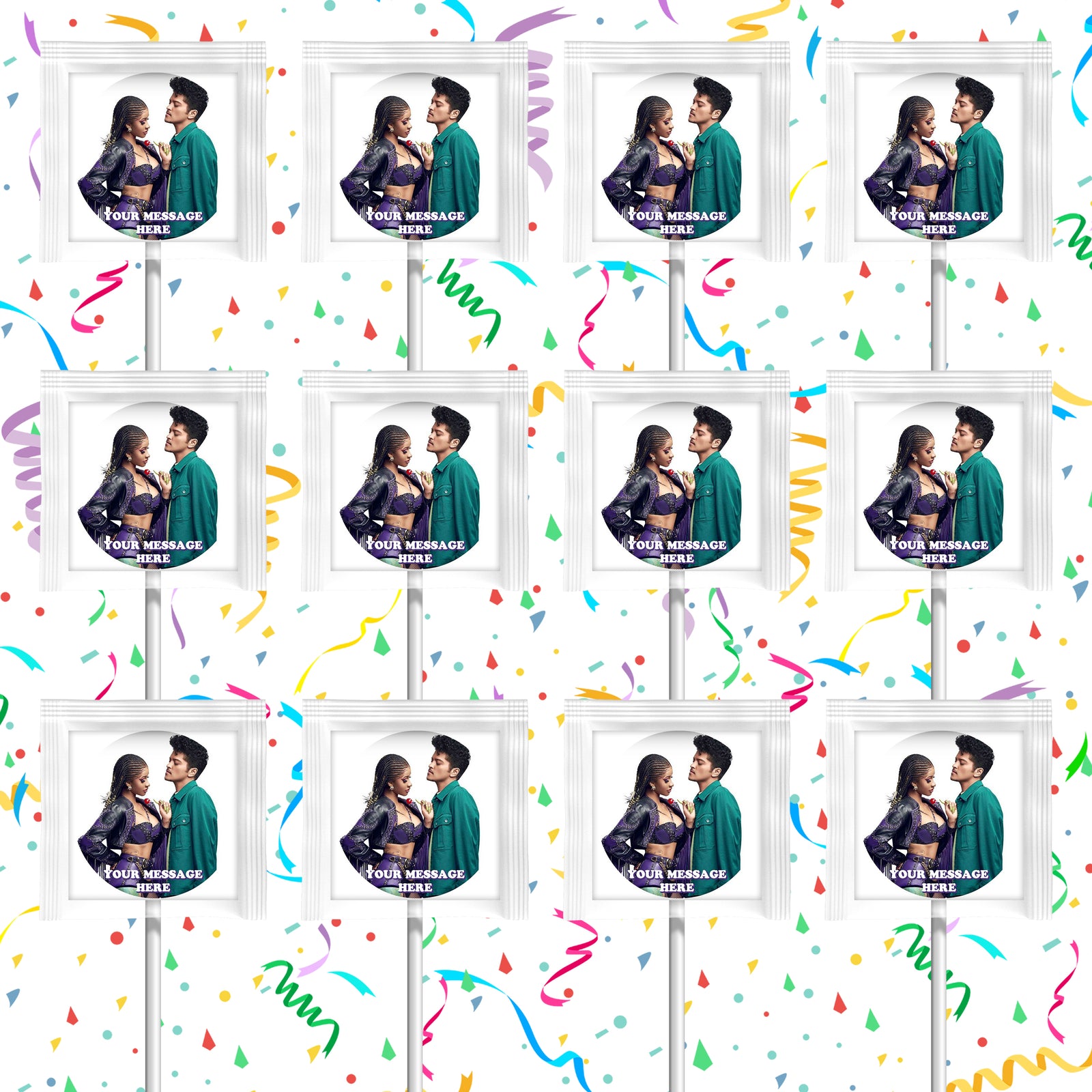 Cardi B & Bruno Mars Lollipops Party Favors Personalized Suckers 12 Pcs