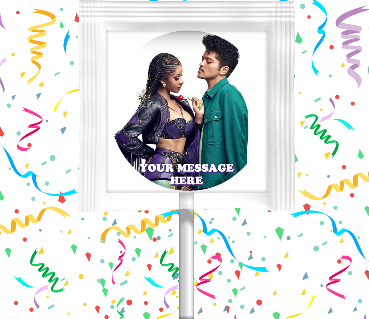 Cardi B & Bruno Mars Lollipops Party Favors Personalized Suckers 12 Pcs