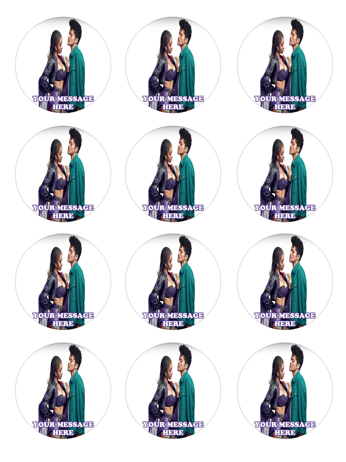 Cardi B & Bruno Mars Edible Cupcake Toppers (12 Images) Cake Image Icing Sugar Sheet