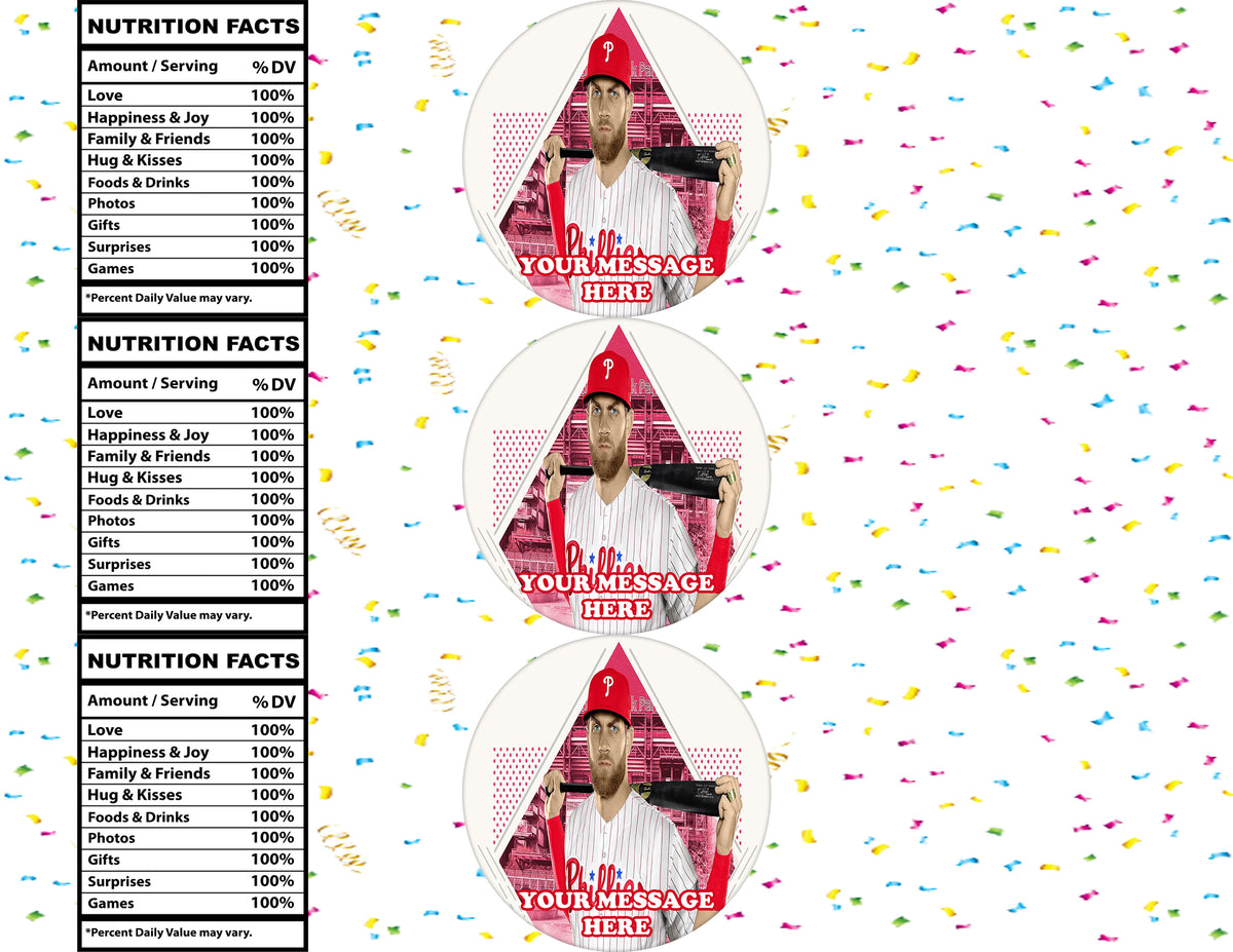 Bryce Harper Water Bottle Stickers 12 Pcs Labels Party Favors Supplies Decorations
