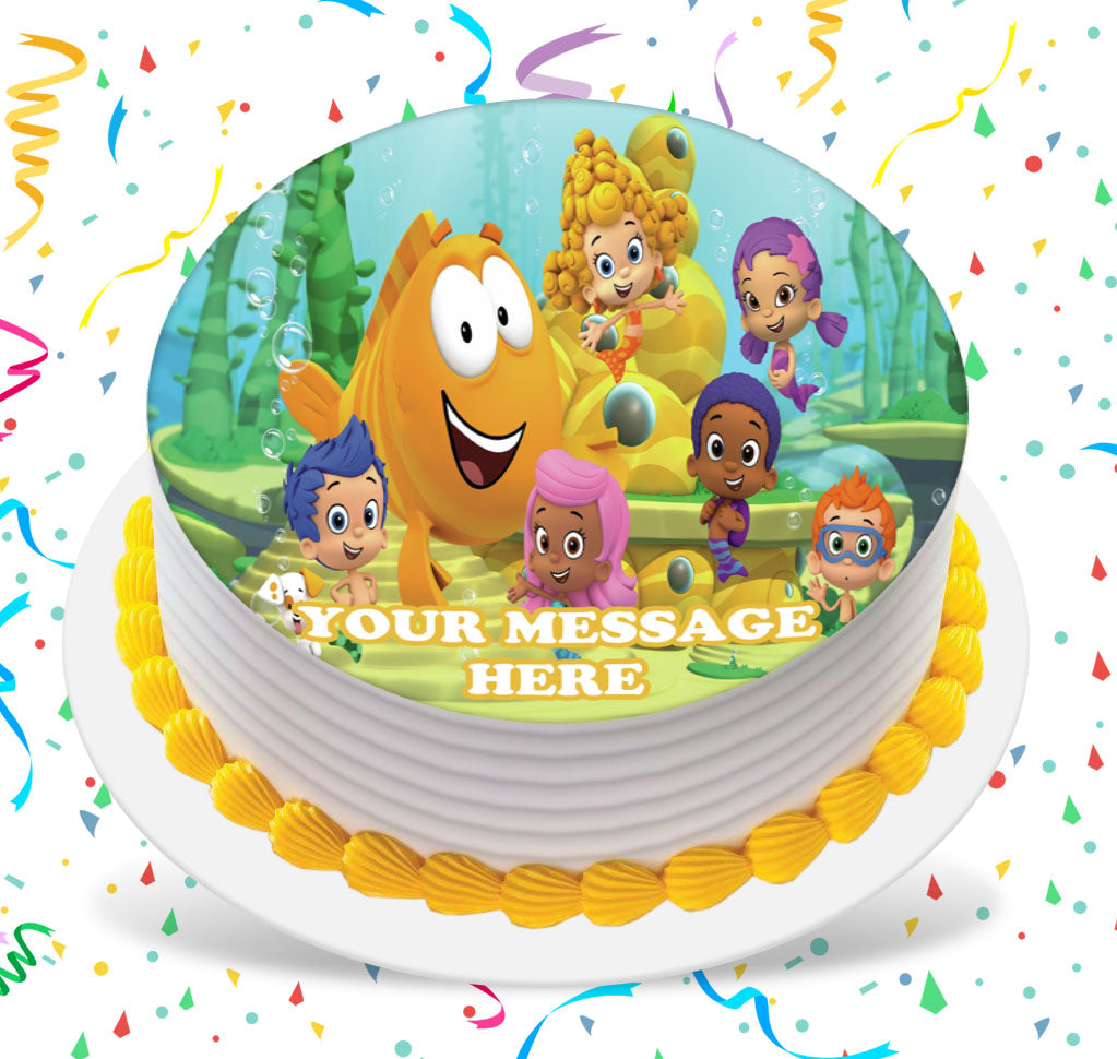 Bubble Guppies Edible Image Cake Topper Personalized Birthday Sheet Custom Frosting Round Circle