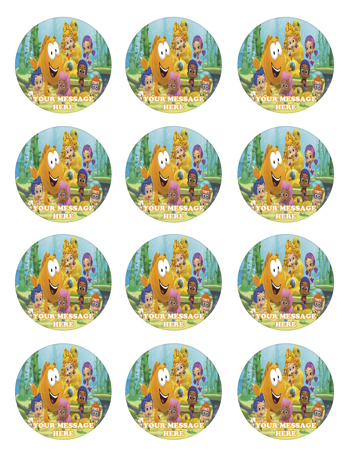 Bubble Guppies Edible Cupcake Toppers (12 Images) Cake Image Icing Sugar Sheet