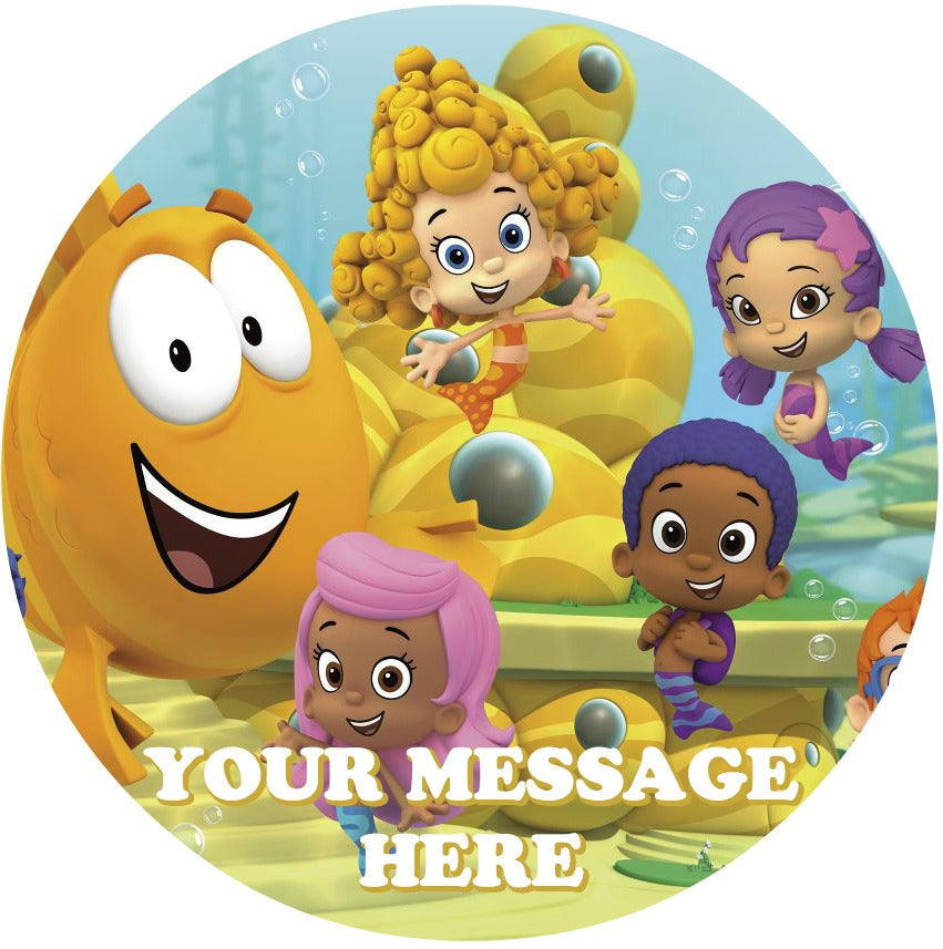 Bubble Guppies Edible Image Cake Topper Personalized Birthday Sheet Custom Frosting Round Circle