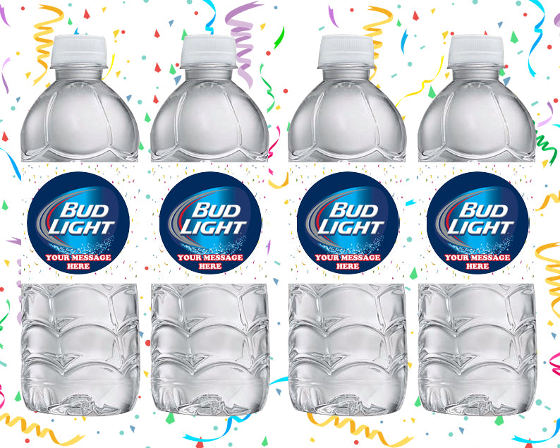 Bud Light Water Bottle Stickers 12 Pcs Labels Party Favors Supplies Decorations