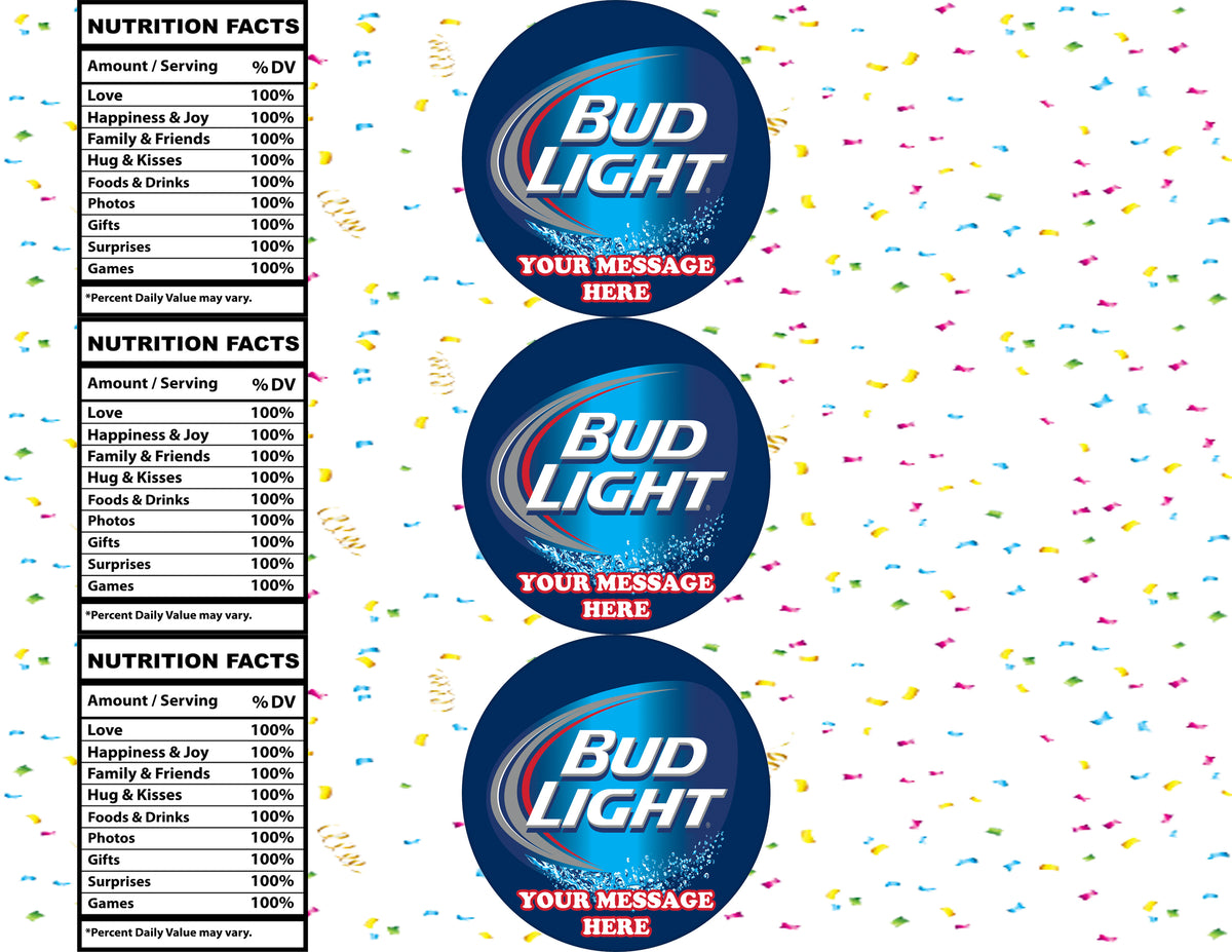 Bud Light Water Bottle Stickers 12 Pcs Labels Party Favors Supplies Decorations